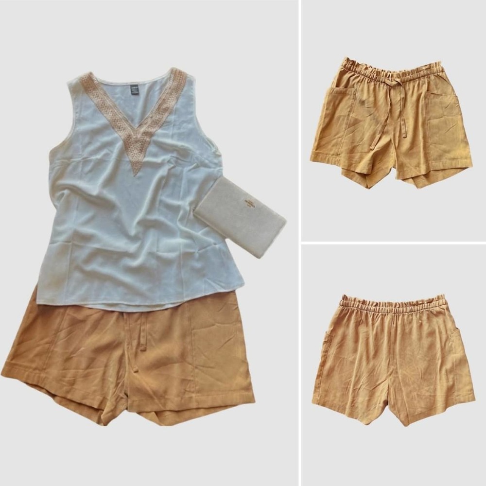 Old Navy High Waisted Utility Drawstring Shorts Tan/Gold-NWT, Size Medium